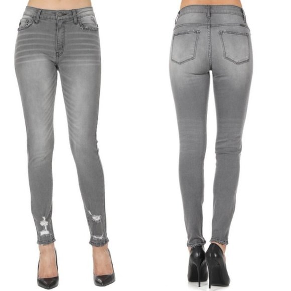 Kan Can Light Gray High Rise Crop Jeans main image 1